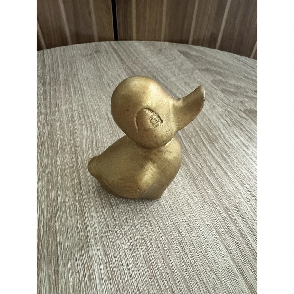 Brass Duck Duckling Figurine Paperweight Vintage